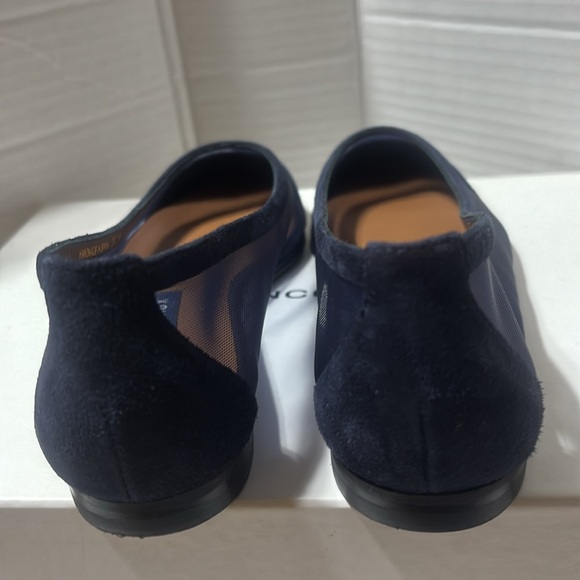Margaux suede leather and mesh navy blue Women's Blue Flats. Handmade in Spain. - Picture 6 of 9